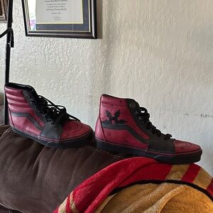 VANS Marvel Deadpool High Top Red Black Men's Lace Up Sneakers